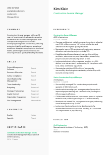 Construction General Manager Resume Template #14