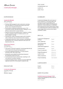 Construction Manager Resume Template #11