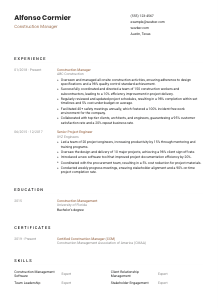 Construction Manager CV Template #6