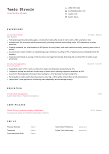 Construction Worker Resume Template #1