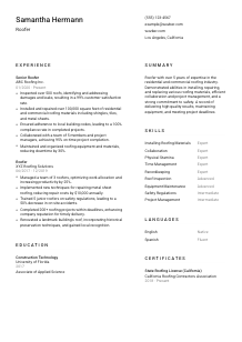 Roofer Resume Template #1