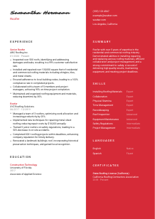 Roofer Resume Template #3