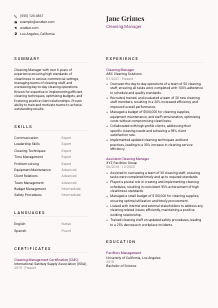 Cleaning Manager Resume Template #3