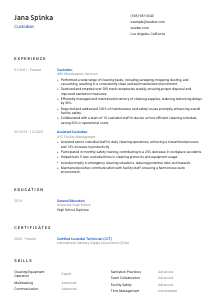 Custodian Resume Template #8