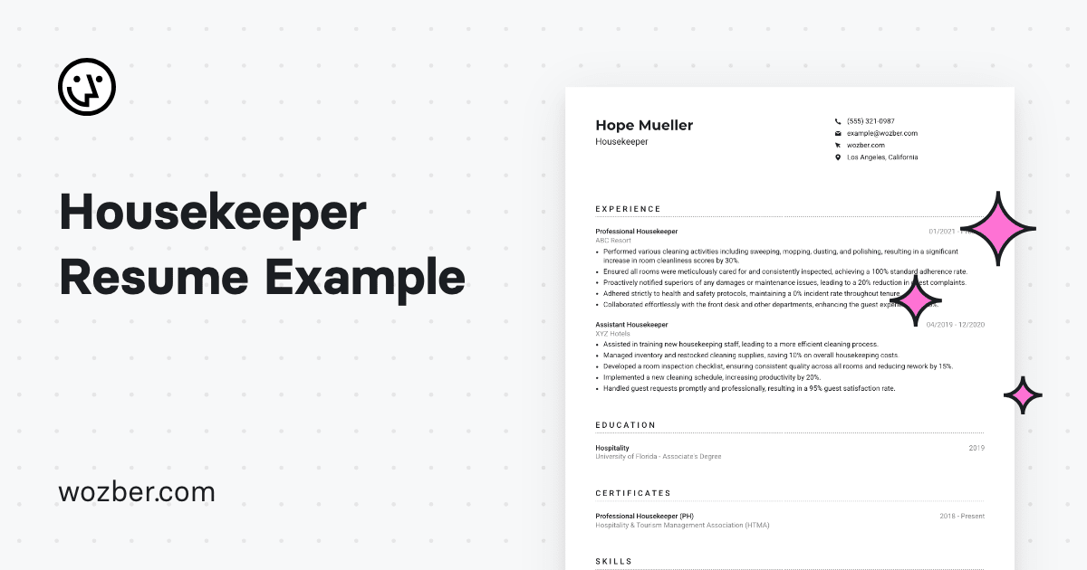Housekeeper CV Example