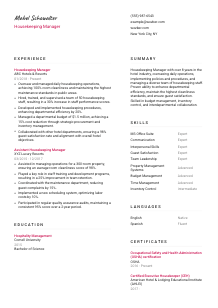 Housekeeping Manager Resume Template #11