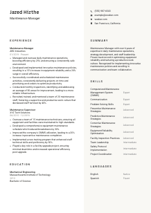 Maintenance Manager Resume Template #2