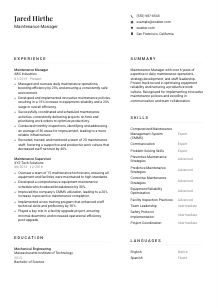 Maintenance Manager Resume Template #1