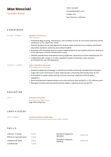 Sanitation Worker Resume Template #1