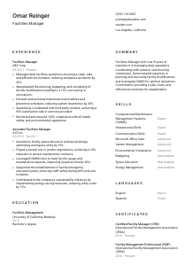 Facilities Manager CV Template #2