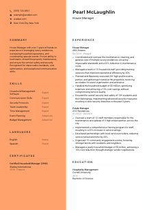 House Manager Resume Template #3