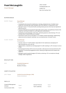 House Manager Resume Template #1