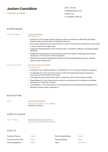 Leasing Consultant Resume Template #1
