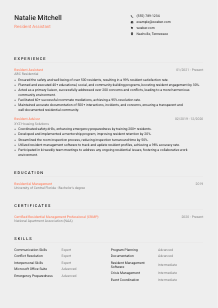 Resident Assistant Resume Template #3