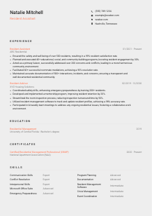 Resident Assistant CV Template #3