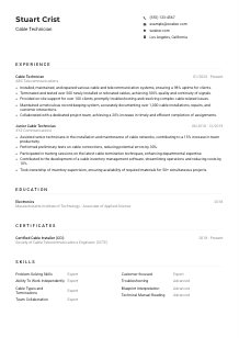 Cable Technician Resume Example