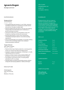 Background Actor CV Template #2