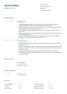 Background Actor Resume Template #1