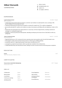 Commercial Actor Resume Example