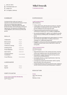 Commercial Actor Resume Template #3