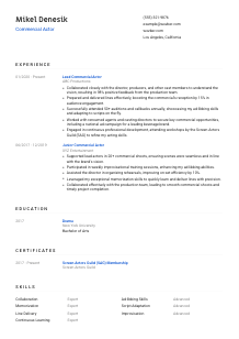 Commercial Actor Resume Template #1