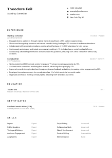Stand-up Comedian Resume Example