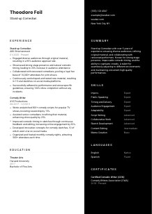 Stand-up Comedian Resume Template #3