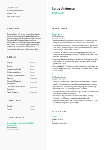 Theatre Actor Resume Template #2