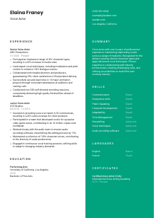 Voice Actor Resume Template #2