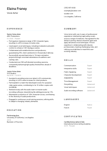 Voice Actor Resume Template #1