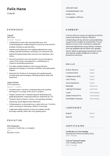 Colorist CV Template #2