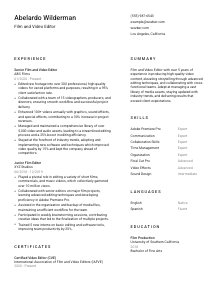 Film and Video Editor CV Template #1