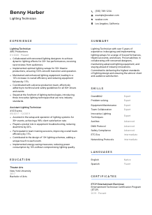 Lighting Technician Resume Template #10