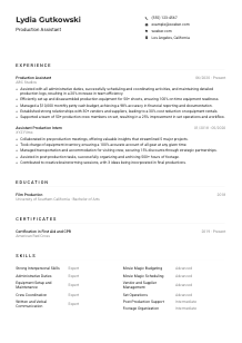 Production Assistant CV Example