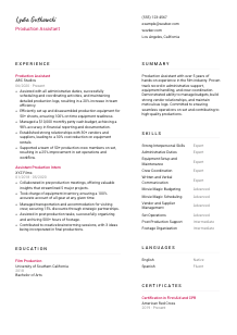 Production Assistant Resume Template #11