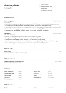 Videographer Resume Example