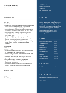 Broadcast Journalist Resume Template #2