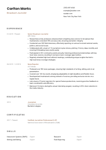 Broadcast Journalist Resume Template #1