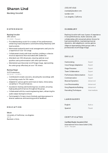 Backing Vocalist Resume Template #12