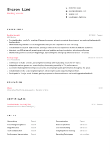Backing Vocalist Resume Template #4