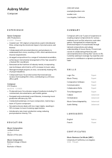 Composer Resume Template #1