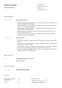 Recording Engineer Resume Template #1