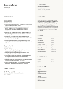 Playwright Resume Template #2