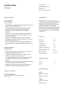 Playwright Resume Template #1