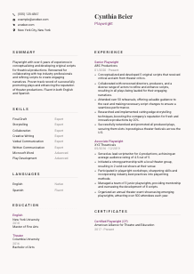 Playwright Resume Template #3