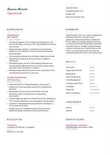 Stage Manager CV Template #11