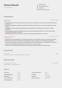 Stage Manager CV Template #23