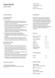 Fashion Stylist Resume Template #1