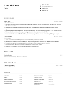 Tailor Resume Example