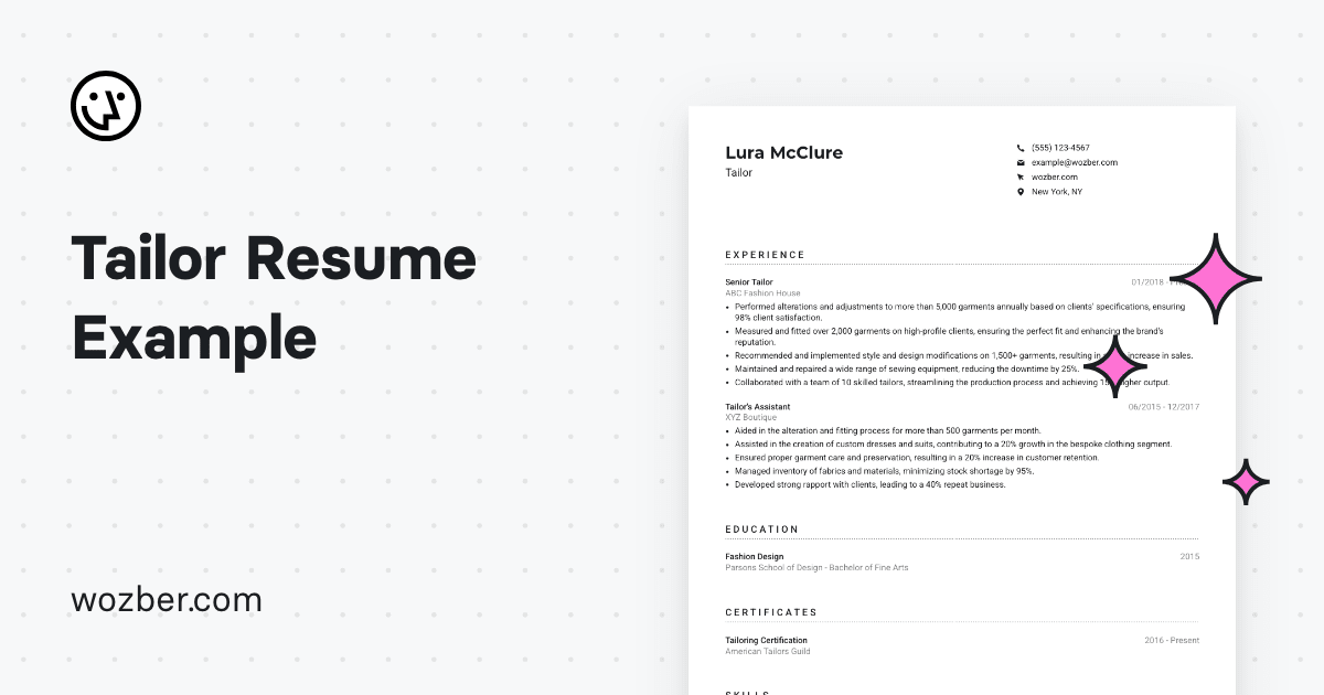 sample resume for tailoring job